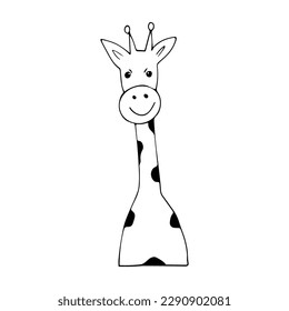 Giraffe in doodle style on an isolated white background.