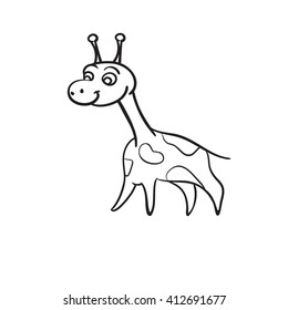 Giraffe. Drawing. Education of children. Plain. Coloring. Vector graphics.