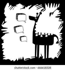 Giraffe drawn, vector background with interesting patterns.