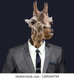 Giraffe dressed in a suit. Elegant classy style. Vector illustration.