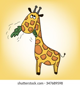 giraffe eating leaves