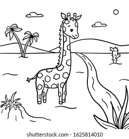 Giraffe. Educational children game. Coloring book. 