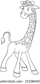Giraffe. Element for coloring page. Cartoon style.