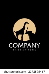  giraffe elephant vector logo design