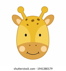 Giraffe Face For A Children's Book With Animals. Cute Giraffe Vector.