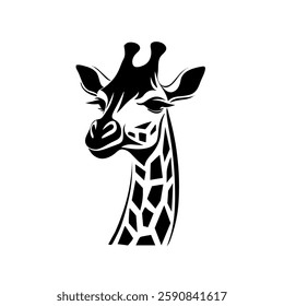 Giraffe Face, Isolated on white background