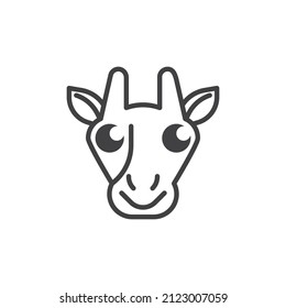 Giraffe face line icon. linear style sign for mobile concept and web design. Giraffe animal outline vector icon. Symbol, logo illustration. Vector graphics