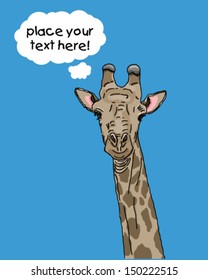 giraffe face neck head with speech bubble