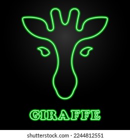 giraffe face neon sign, modern glowing banner design, colorful modern design trends on black background. Vector illustration.