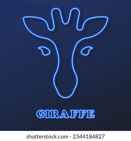 giraffe face neon sign, modern glowing banner design, colorful modern design trends on black background. Vector illustration.