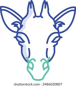 Giraffe face outline color vector illustration