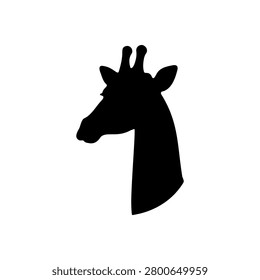 Giraffe face silhouette vector flat design on white background.
