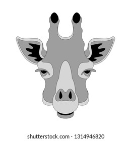 giraffe  face, vector illustration ,  front view, flat style