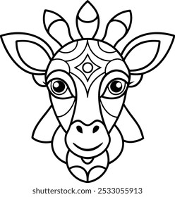 Giraffe Face with Vertical Mandala Design | Elegant Animal Mandala Art

