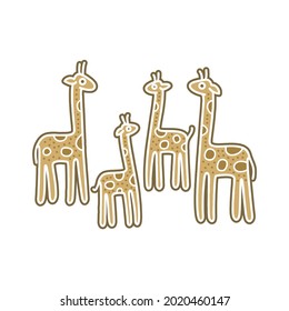 Giraffe Family. Cute Cartoon Animal Character for Mascot, Logo or Sticker