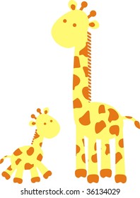 giraffe family in vector format easy to edit