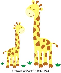 giraffe family in vector format easy to edit