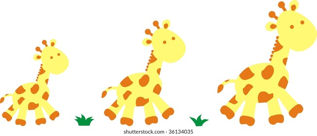 giraffe family in vector format easy to edit