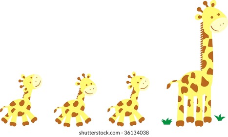 giraffe family in vector format easy to edit