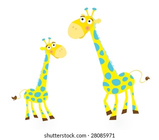 Giraffe family. Vector Illustration of giraffe mother and son. See similar pictures in my portfolio!