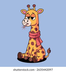 Giraffe Fever Cartoon Illustration vector