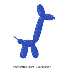 Giraffe figures out of balloons on white background. Cheerful elements giraffe in blue color in style doodle vector illustration.