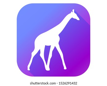 Giraffe flat icon with long shadow. Pictogram gradient color. Vector illustration
