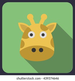 giraffe flat icon with long shadow