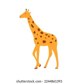 Giraffe flache Illustration einzeln auf weißem Hintergrund. Cartoon cute Giraffe, Vektorgrafik
