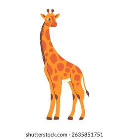 Giraffe in flat style on white background. Vector illustration