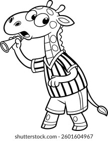 Giraffe as Football Referee Coloring Page