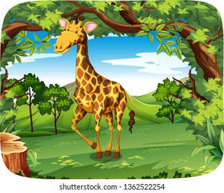 A giraffe in forest illustration