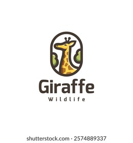 giraffe forest vector logo design