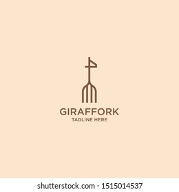 Giraffe Fork Logo Design Template Vector