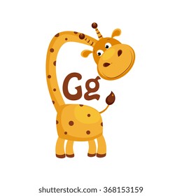 Giraffe. Funny Alphabet, Colourful Animal Vector Illustration