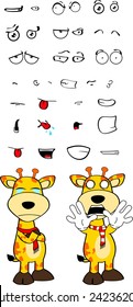 giraffe funny cartoon expressions set pack in vector format very easy to edit