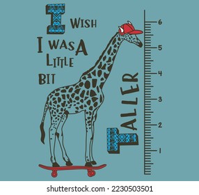 Giraffe funny cartoon vector for kids shirt design