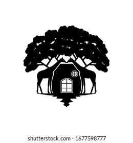 giraffe garden and home vector logo design