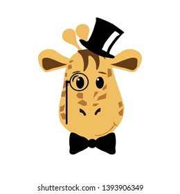 Giraffe gentleman vector illustration isolated on white. giraffe vector. gentleman vector. giraffe gentleman vector.