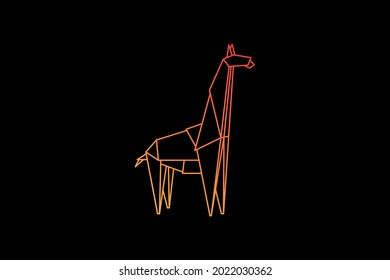 giraffe geometric logo illustration vector , simple origami giraffe logo mascot icon