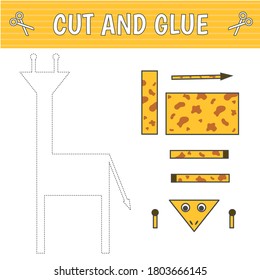  A giraffe of geometric shapes. Cut and glue. Children's game. Constructor, application.  Vector illustration