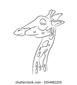giraffe graphic lines, vector, white background