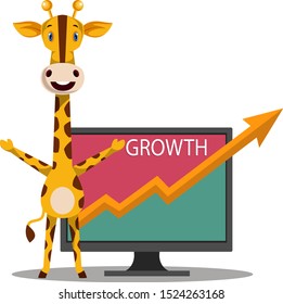 Giraffe growth job, illustration, vector on white background.