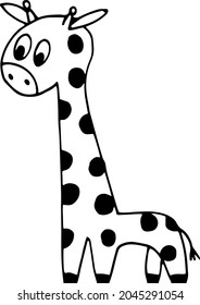 giraffe hand drawn doodle. vector, scandinavian, nordic, minimalism, monochrome. animal cute baby print sticker decor coloring