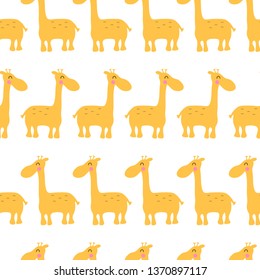 Giraffe. Hand drawn vector character  illustration seamless pattern. Best for nursery, childish textile, apparel, background design.