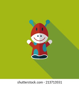 Giraffe hand puppet flat icon with long shadow,eps10