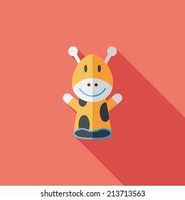 Giraffe hand puppet flat icon with long shadow,eps10