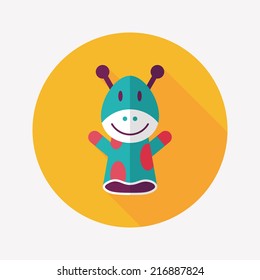 Giraffe hand puppet flat icon with long shadow,eps10
