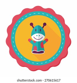 Giraffe hand puppet flat icon with long shadow,eps10