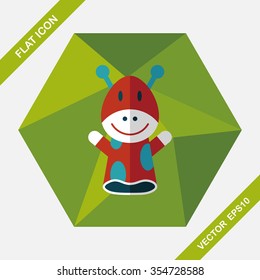 Giraffe hand puppet flat icon with long shadow,eps10